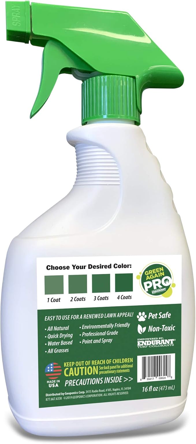 Pre-Mixed Grass and Turf Paint - All Natural Pet-Friendly Lawn Colorant Turns Spots Green Again