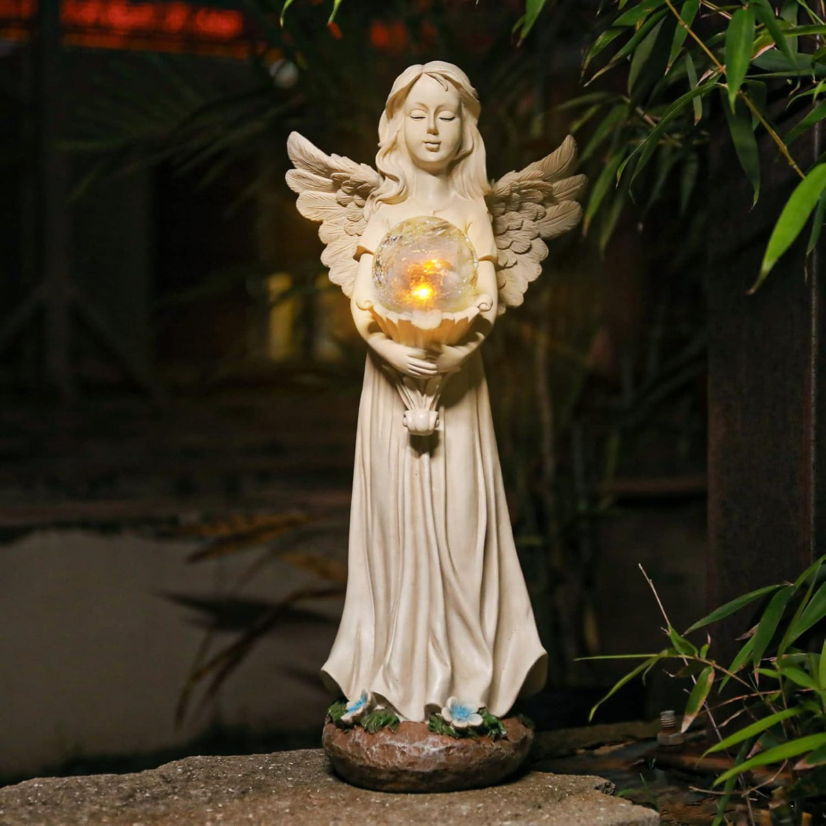 Angel Statue for Garden - 16.3 inches Guardian Solar Garden Statue, Gardening Gifts for Mom Grandma