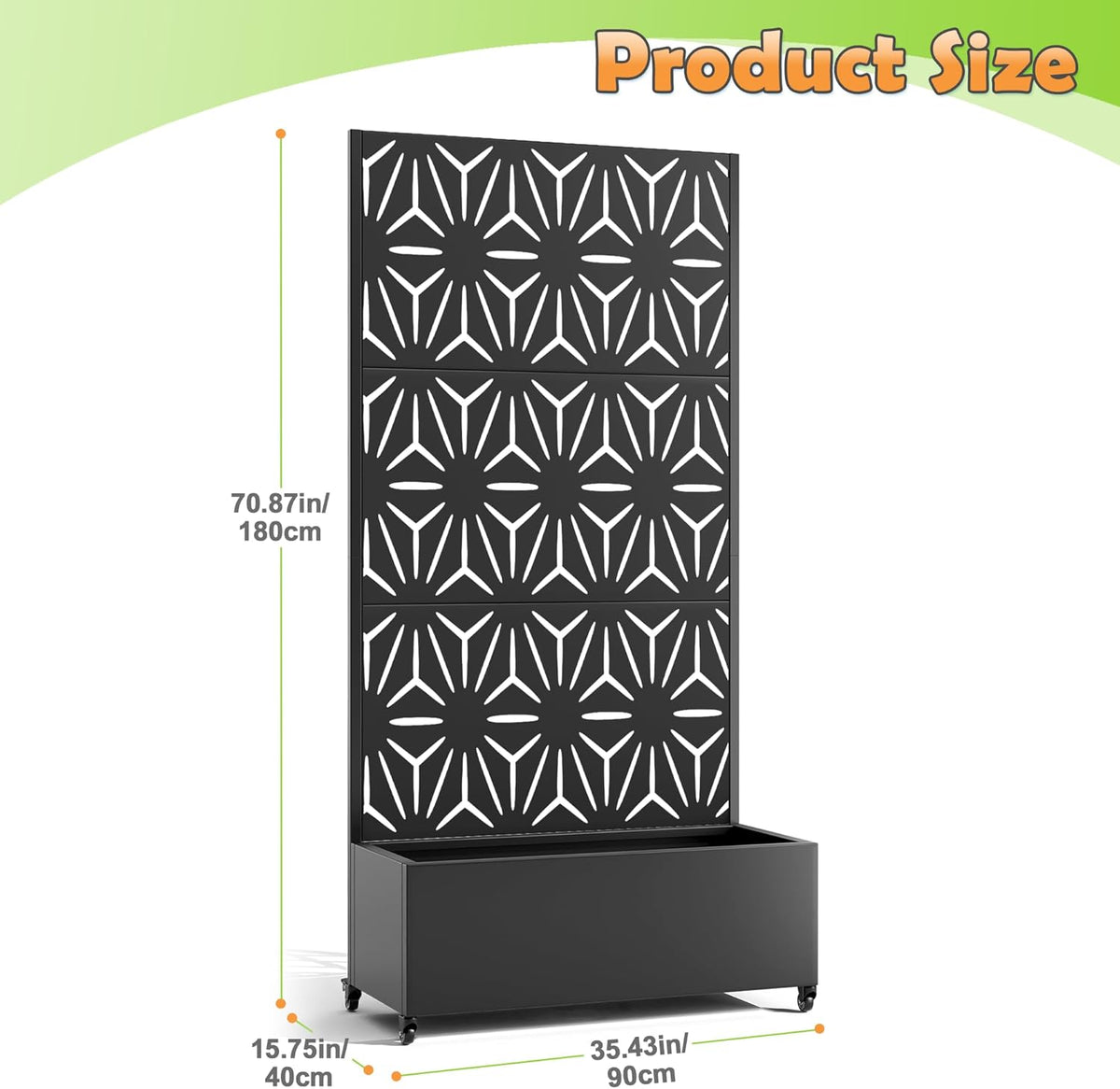 Metal Raised Garden Bed with Trellis, 2-in-1 Planter Box & Privacy Screen for Climbing Plants