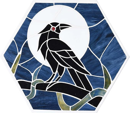 Bieye MSS004 Tiffany Style Stained Glass Mosaic Decorative Stepping Stone for Garden Decor (Raven