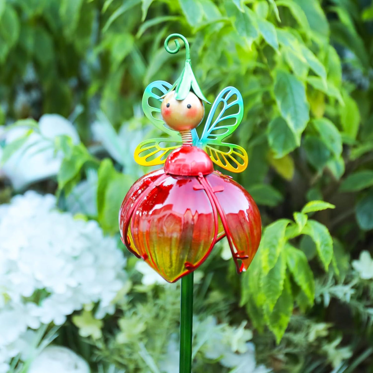 VCUTEKA Solar Garden Lights Metal Flower Decor Colorful Fairy Flowers Solar Pathway Light with LED