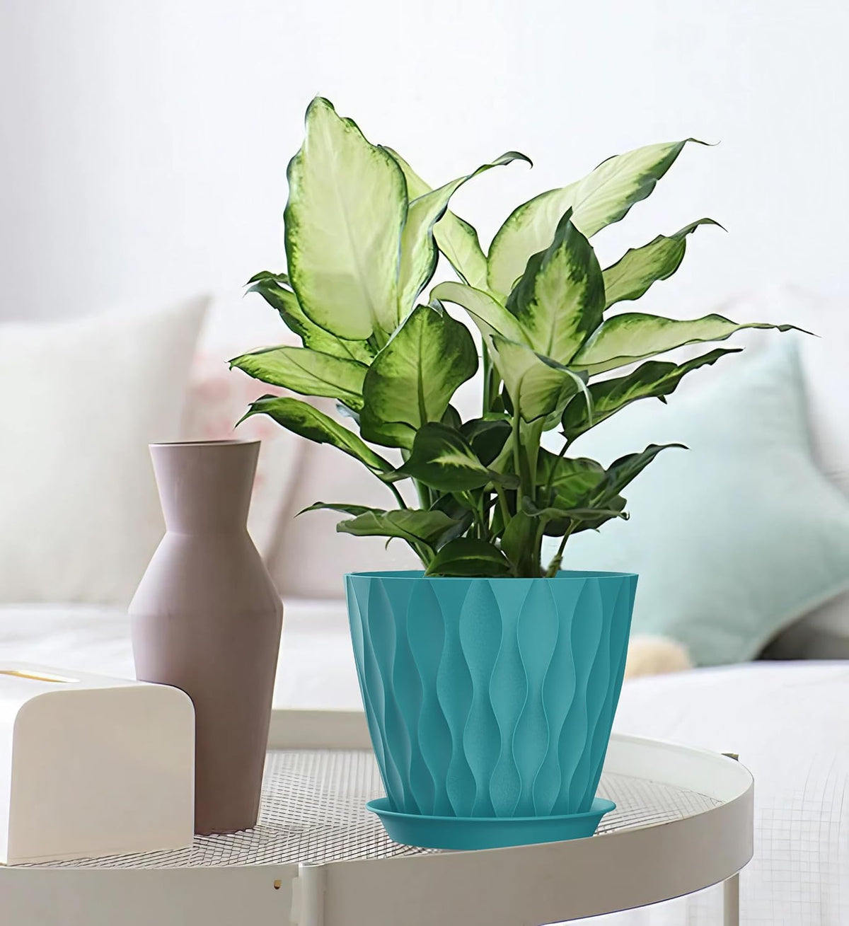 4/4.5/5/5.5/6/6.5/7 Inch Plant Pots,7 Pack Flower Pots with Drainage Holes and Trays,Plastic