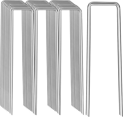 Landscape Staples 8 Inch, 100 Pack 8 Gauge Galvanized Garden Staples U-Shaped Landscape Stakes