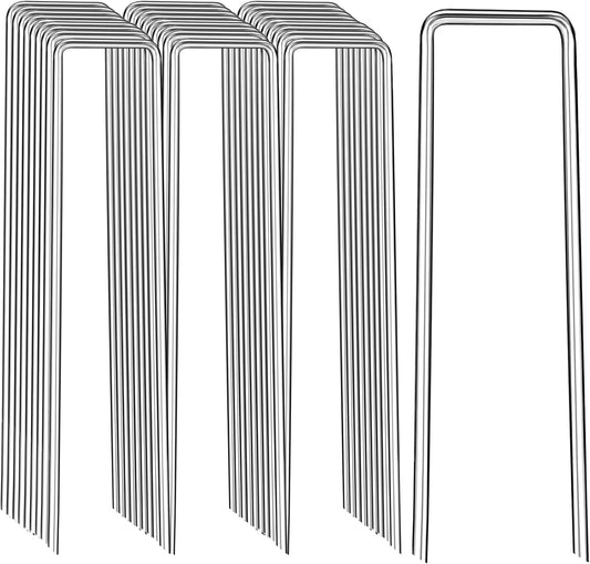 Landscape Staples 8 Inch, 25 Pack 8 Gauge Galvanized Garden Staples U-Shaped Landscape Stakes