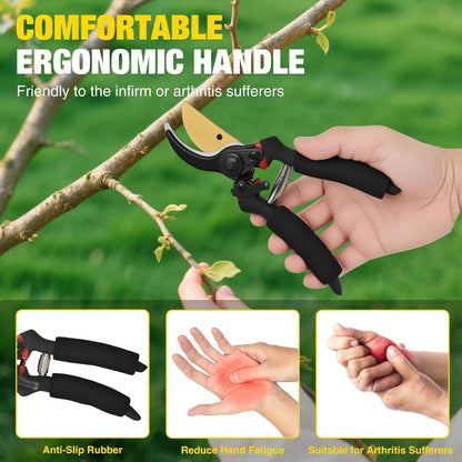 Yesker Pruning Shears for Gardening 8" Professional Bypass Garden Scissors Yard Clippers with Sharp