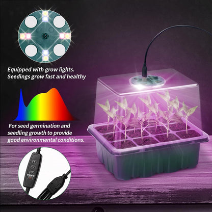 Seed Starter Tray, Plant Propagation Station with Grow Light, Seedling Starter Trays with Timing