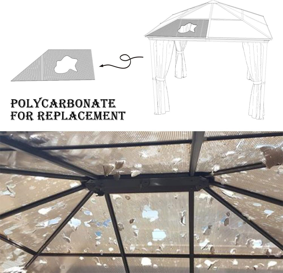 BPS 6Pcs 62'' (W) x 28'' (L) x 0.2'' Polycarbonate Panels, Waterproof UV Protected Reinforced