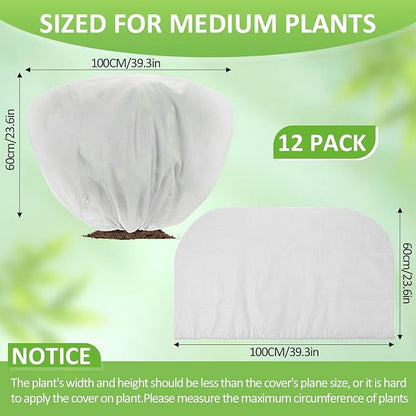 12 Pcs Winter Plant Covers Freeze Protection 39.4x23.6 Inch Horizontal Shrub Tree Rose Plant