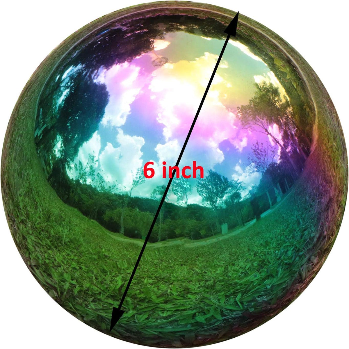 Kesywale Rainbow Gazing Globe Mirror Balls for Garden Home Stainless Steel Shiny Hollow Sphere