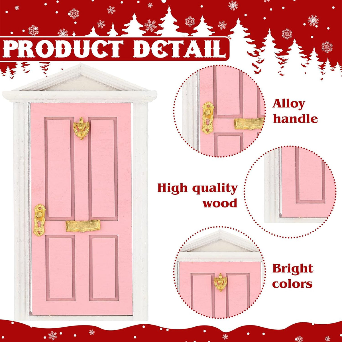 Shappy 39 Pcs Christmas Fairy Door Kit Wooden Elf Fairy Doors Decorations with Accessories Mini