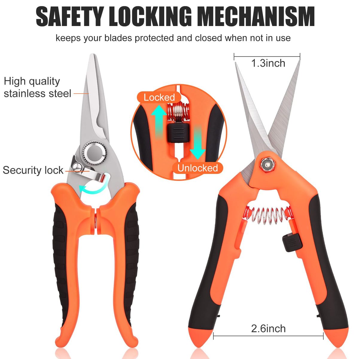 ACHRWFQ 3 Pcs Garden Shears, Stainless Steel Gardening Scissors, Pruning Shears for Gardening