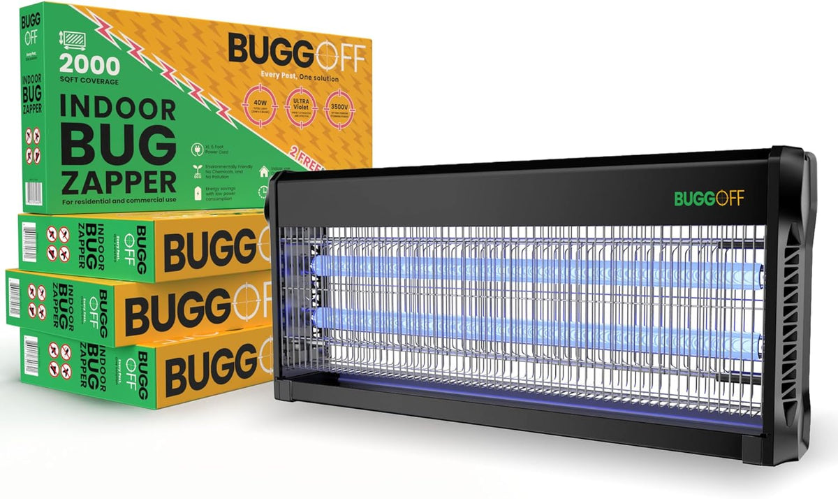 Black Modern Indoor Electric Bug Zapper, 2000 SQFT Coverage, 3500 Volts of Stunning Power, 40