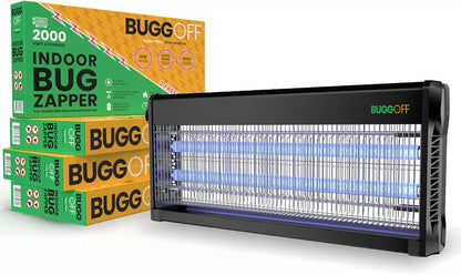Black Modern Indoor Electric Bug Zapper, 2000 SQFT Coverage, 3500 Volts of Stunning Power, 40