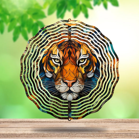 Metal Tiger Wind Spinner Gift for Boy Girl Kids Colorful Tiger Hanging Wind Spinner for Outdoor