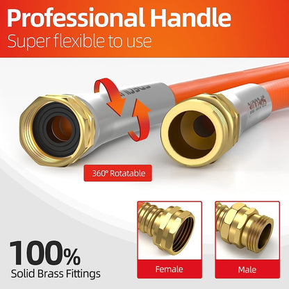SPECILITE Garden Water Hose 200 ft x 5/8 in Heavy Duty, Flexible and Lightweight, Burst 600 psi