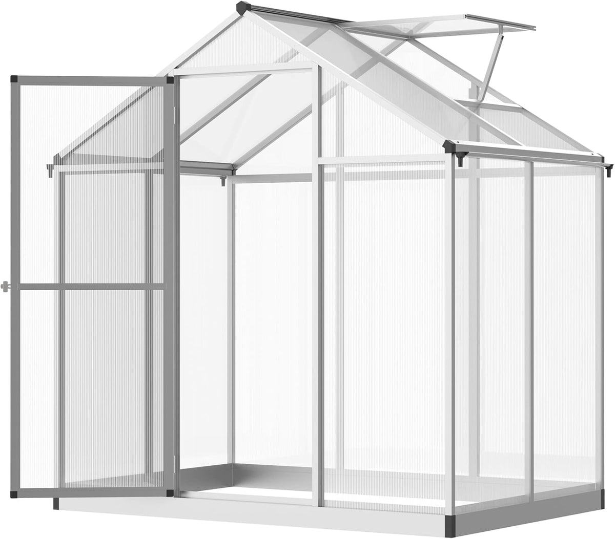 Outsunny 4' x 6' Greenhouse for Outdoors, Polycarbonate Greenhouse with Rain Gutter and Roof Vent