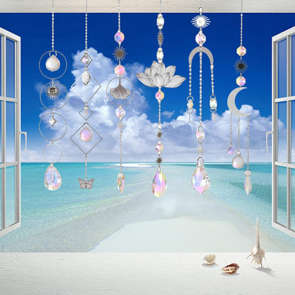 Sun Catchers, 6 Pieces Colorful Suncatchers Decorative Hanging Clear Crystal Prism Rainbow with