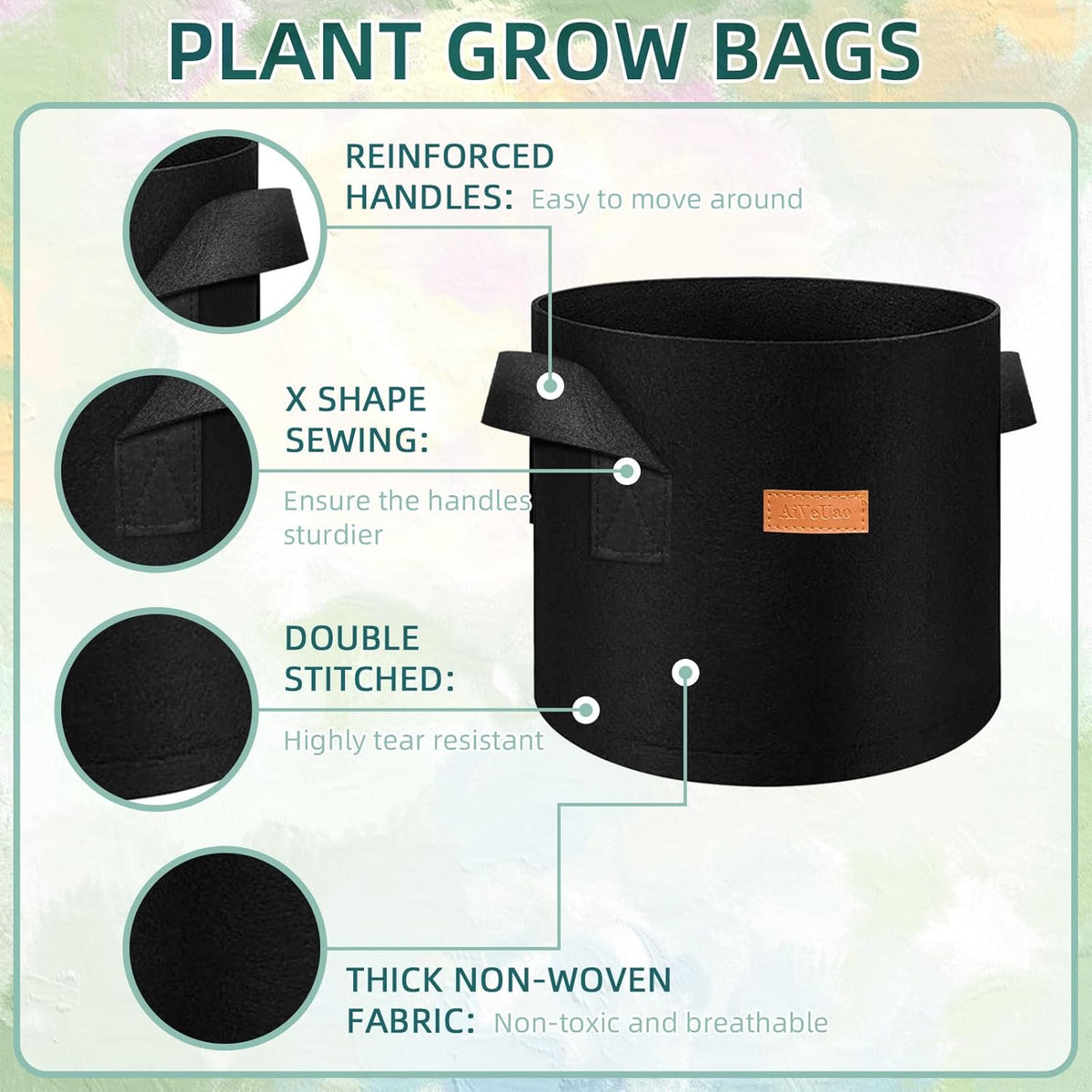 200 Pack 5 Gallons Grow Bags, Non-Woven Fabric Pots Plant Bags, Plant Grow Bags with Handles