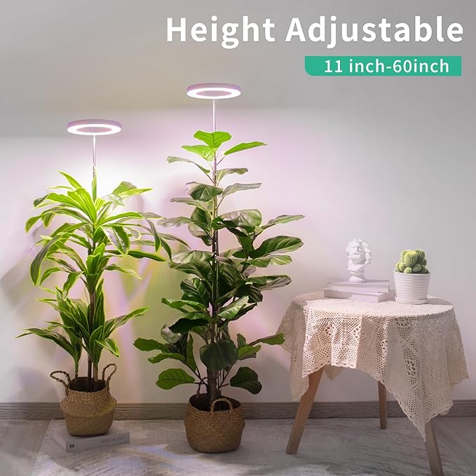 LORDEM Full Spectrum LED Grow Lights, Brightness Adjustable Plant Lamps with Auto On/Off Timer