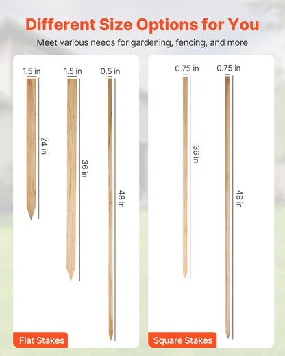 VEVOR Wooden Garden Stakes, 25 Pcs 36 x 0.5 x1.5 in Survey Grading Stakes, Garden Ground Stake with
