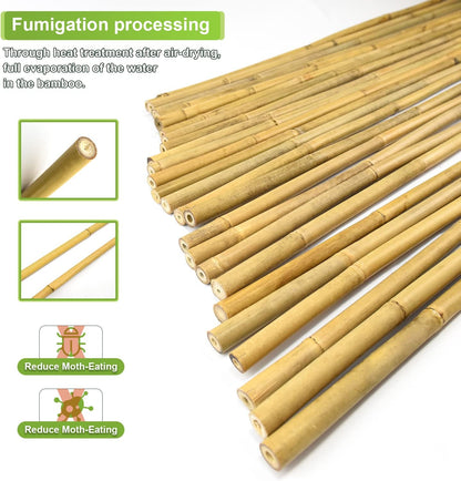 10pcs 1" D Thicker Heavy Duty Bamboo Stakes, 8FT Plant Stakes, Natural Garden Stakes for Tomato