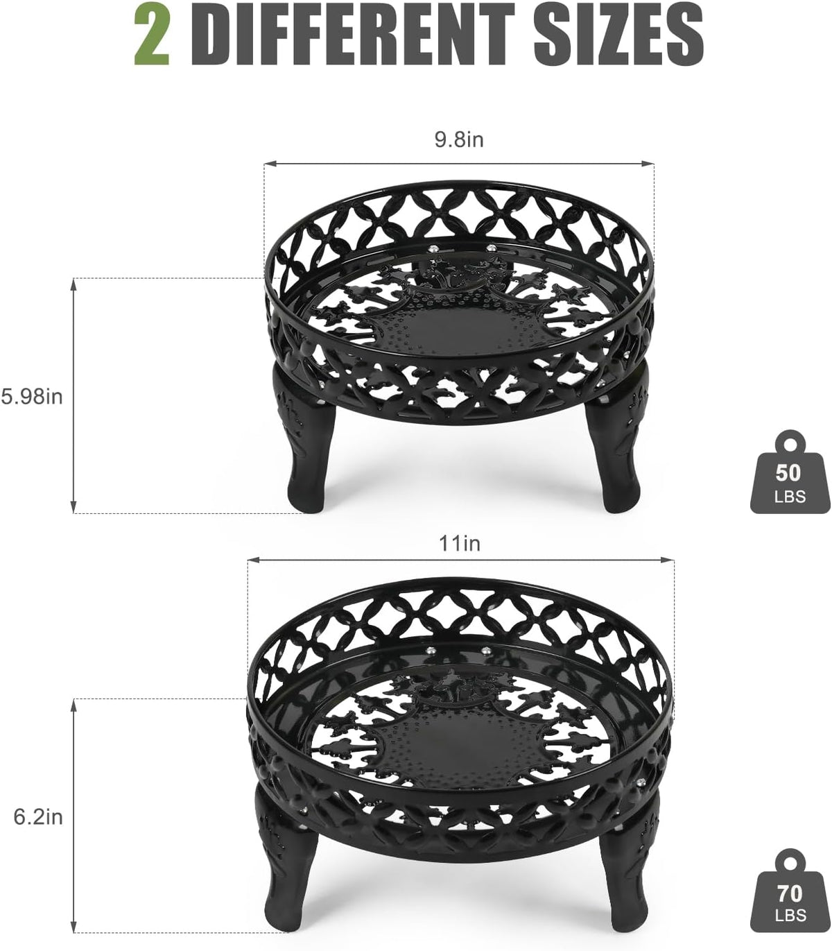 Metal Plant Stand Indoor Outdoor,2 Pack Heavy Duty Iron Plant Stands for Indoor/Outdoor,Low Round