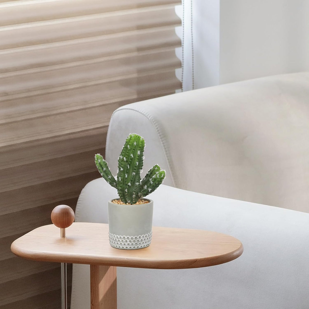 DILATATA 13' Small Fake Cactus Plant Potted 'San Pedro Cactus' Faux Cacti for Home Garden Office