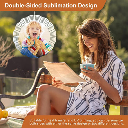 Remiawy Sublimation Wind Spinner Blanks, 8 Inch 5 Pack 3D Aluminum Metal Hanging Wind Spinners