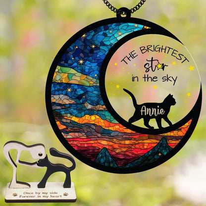 Cat Memorial Suncatcher Personalized Name Pet Ornament Window Car Hanging Sympathy Gift for Loss of