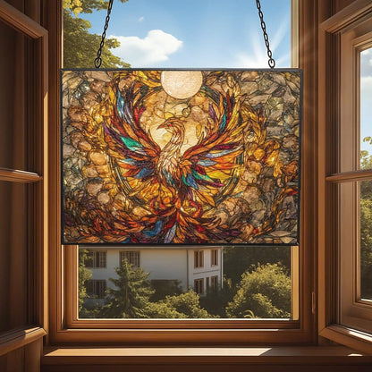 Customized Rectangle Mega Chicken Stained Glass Window Hanging Sun Catcher Halloween Haning