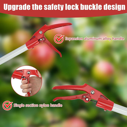 Adjustable Fruit Picker Extension 51"-91" Aluminum Telescoping Pole, Multi-Function Fruit Grabber