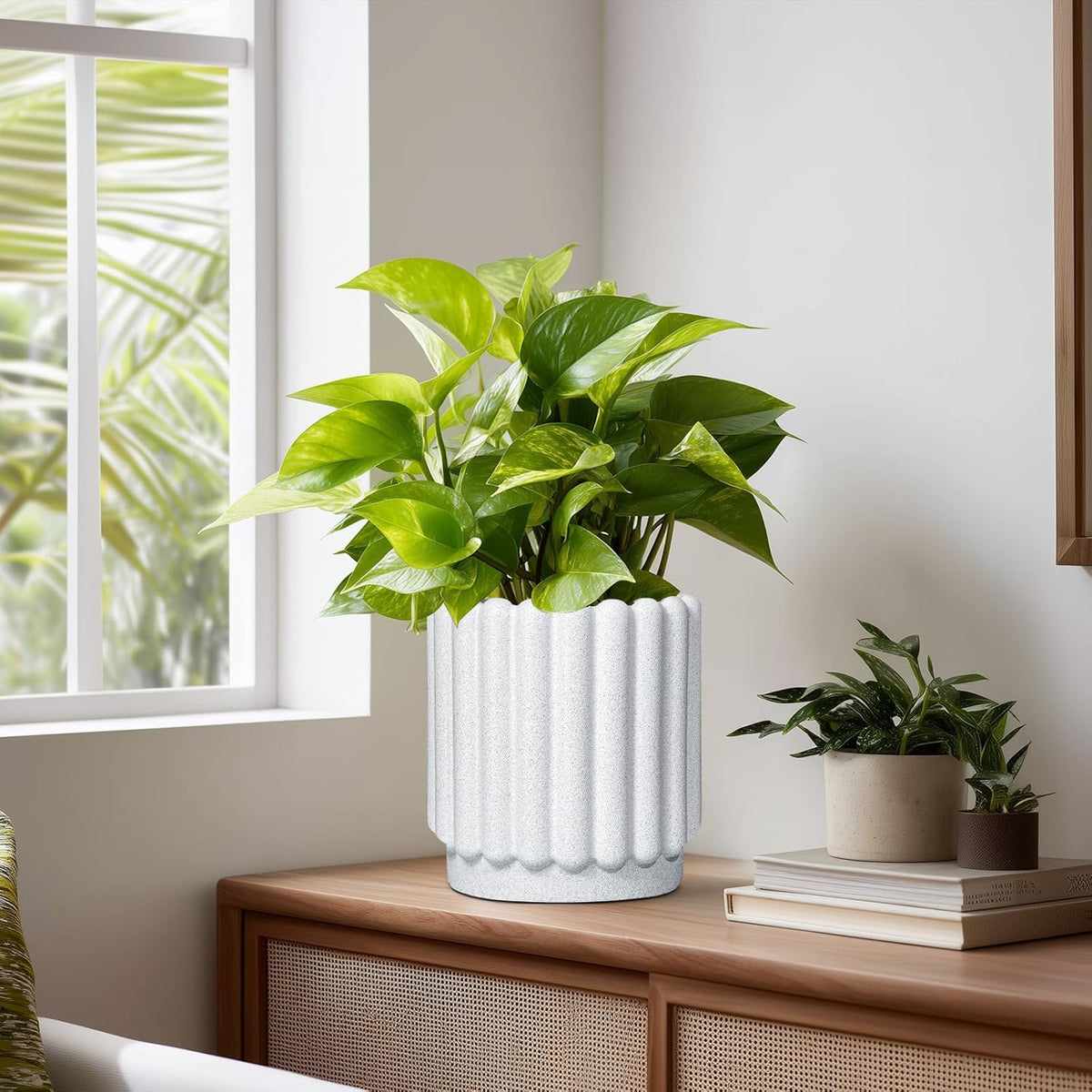 Ceramic Planters for Indoor Plants - 7.6 Inch Ceramic Plant Pots Outdoor, Round Flower Pots with