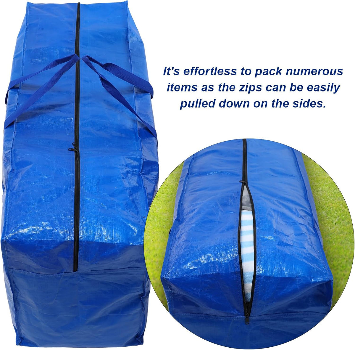 6 Pcs 66 Gallon Large Moving Bags with Zipper and Handles Foldable Storage Duffle Bags Heavy Duty