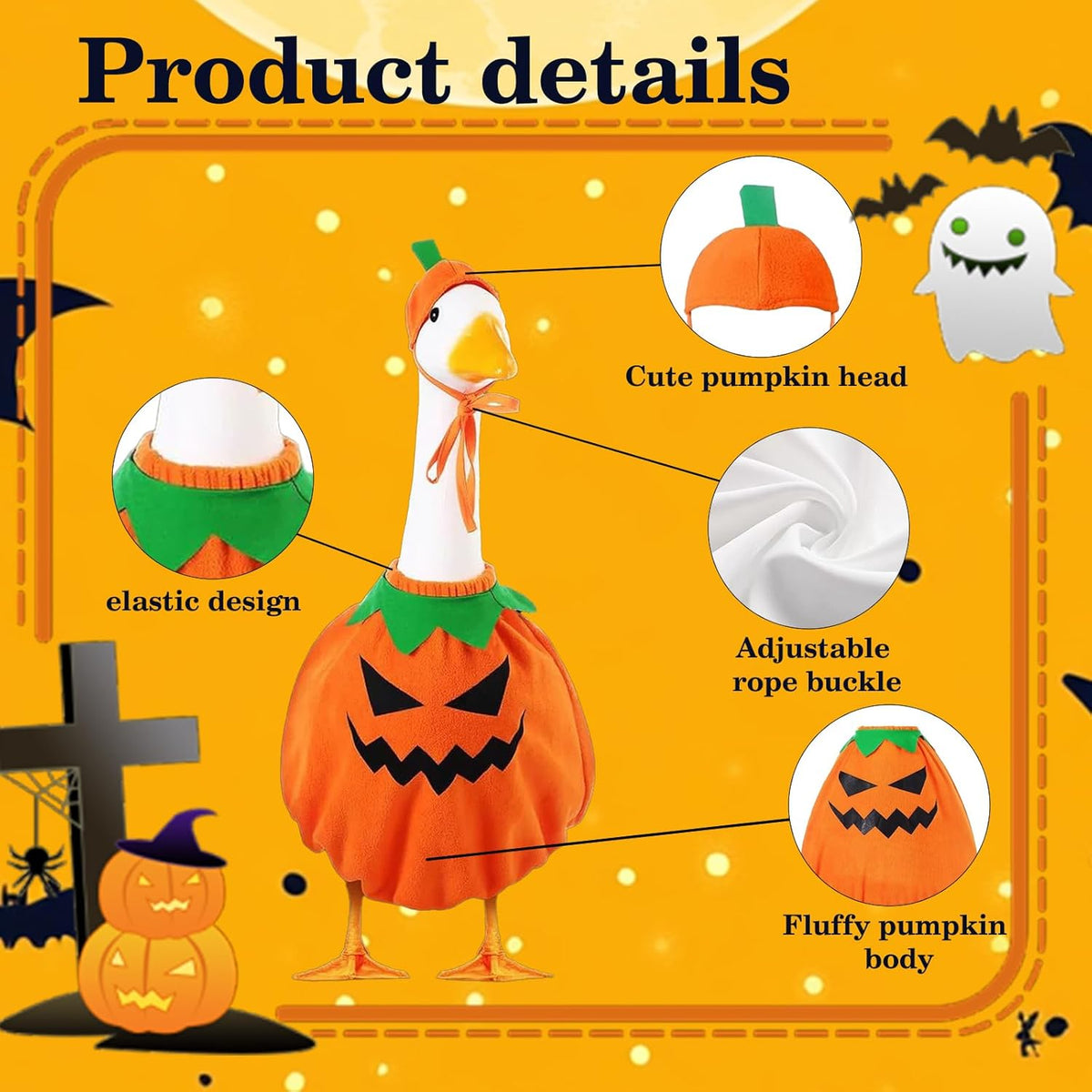 Porch Goose Outfits for 23" Plastic Porch Goose Halloween Pumpkin Outfit Goose Clothes for Cement