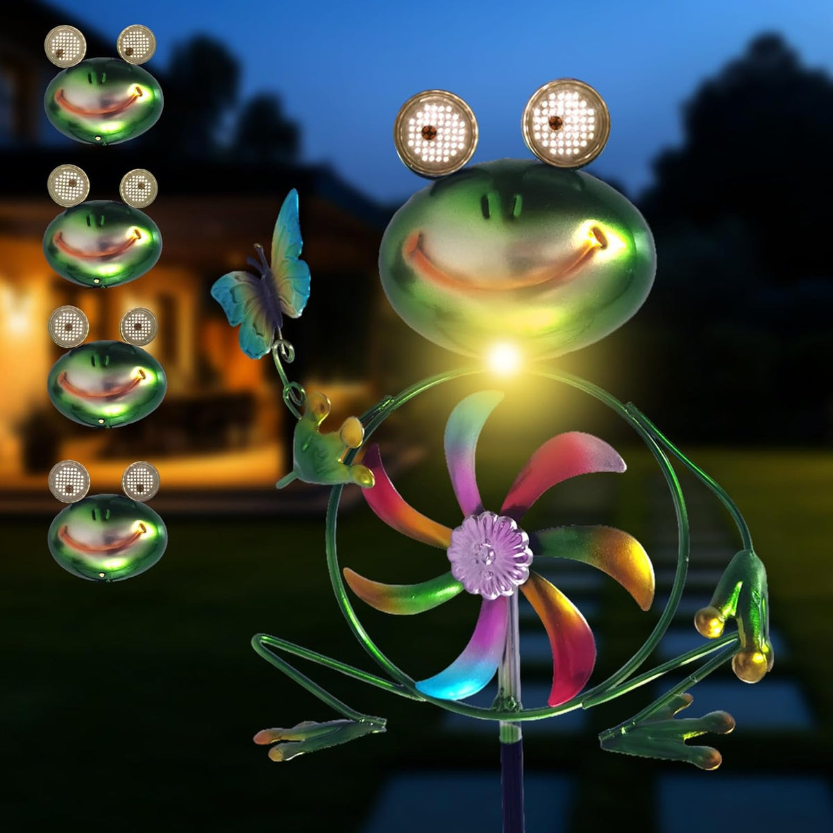 Frog Garden Decor Wind Spinners Outdoor, Garden Solar Lights Decorative Wind Sculpture Spinner