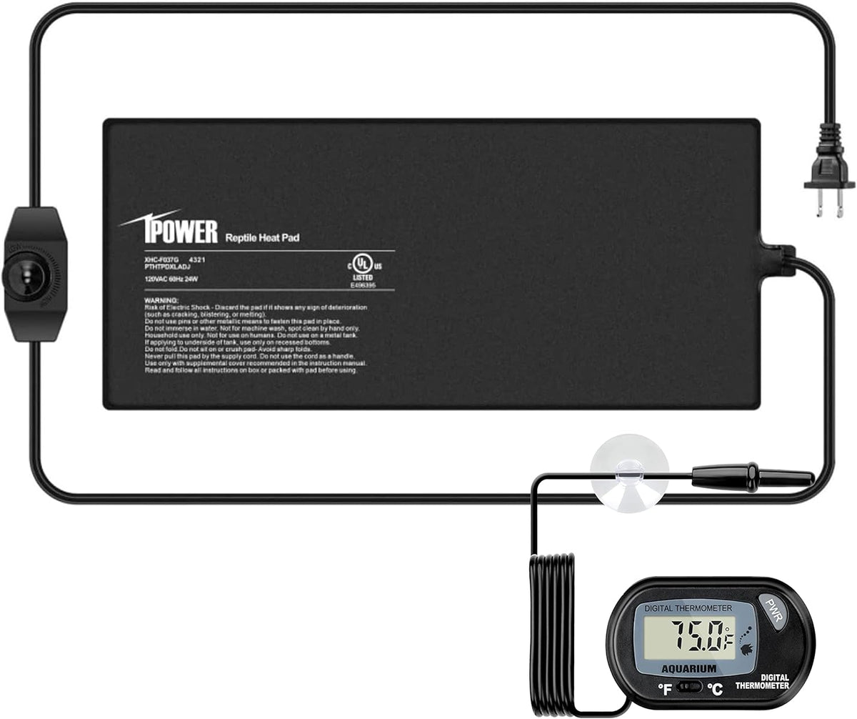 iPower 8 by 18-Inch Reptile Heat Mat with Temperature Adjustable Controller Knob, LCD Digital