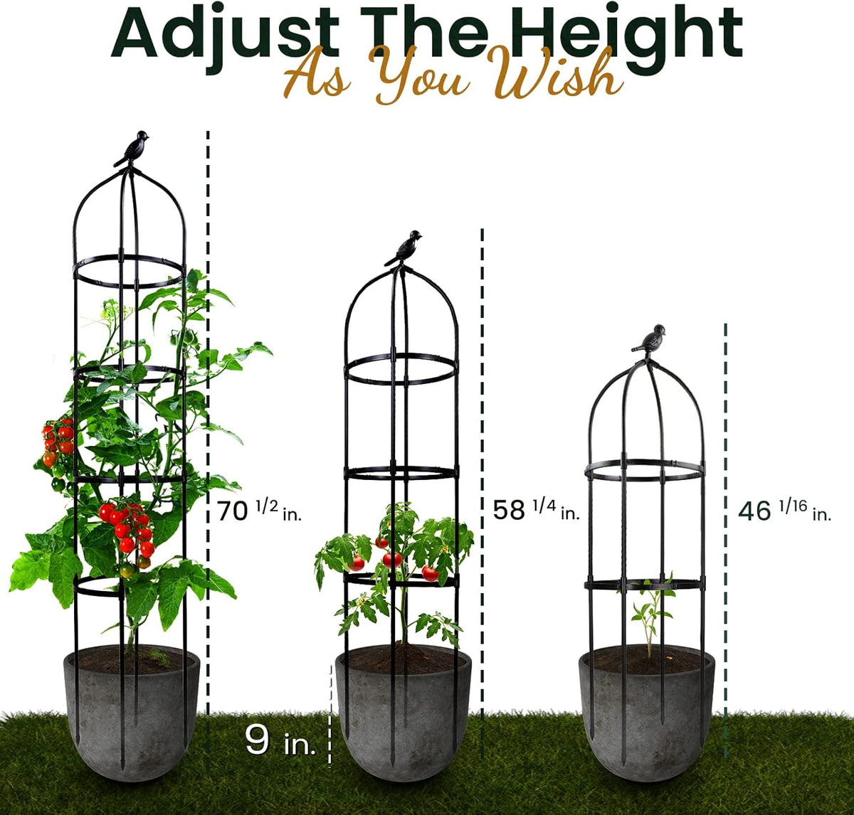 Idzo Plastic Obelisk Trellis for Climbing Plants Outdoor 5.8 Feet Tall, 70in Garden Trellis for