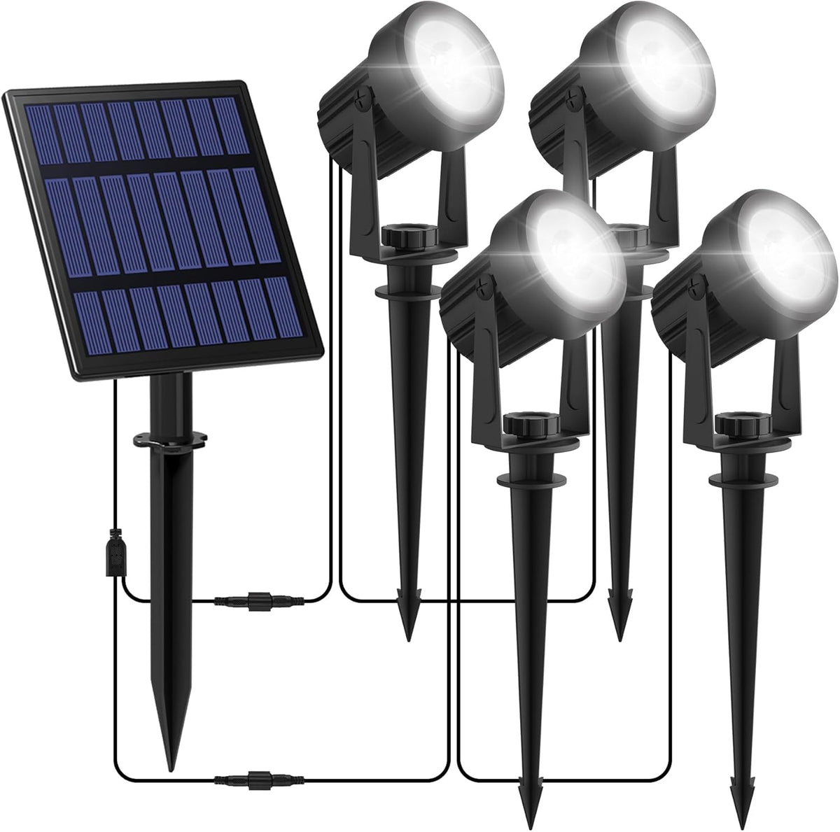 Solar Spot Lights Outdoor, 4-in-1 Solar Landscape Spotlight Waterproof 9.8ft Cable, 5W 3000mAh