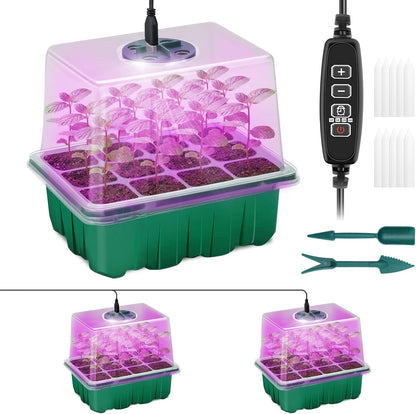 Seed Starter Tray with Plant Light, 2 Pack Grow Lights for Seed Starting Kit with Humidity Domes