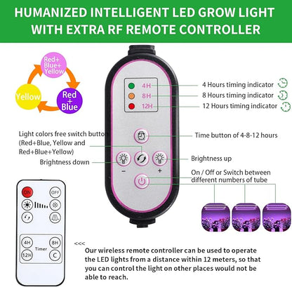 7.8'' 3 Head LED Grow Light Strips, Grow Lamps for Indoor Plants Full Spectrum, Plant Light with