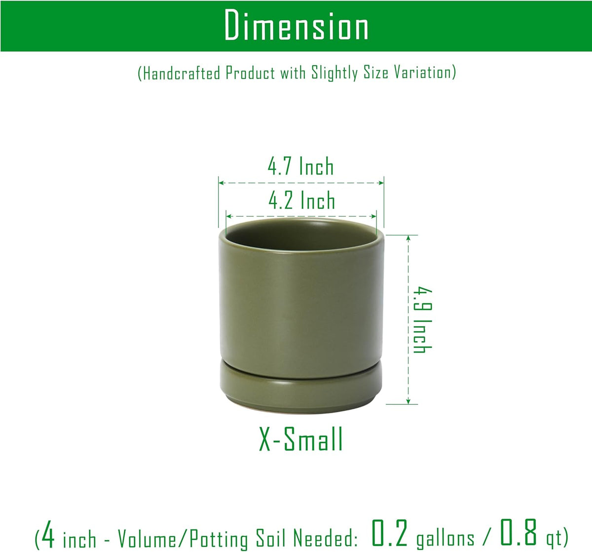 D'vine Dev Set of 2 Plants Pots, 4.7 Inch Ceramic Planter Pot for Plants with Drainage Hole and