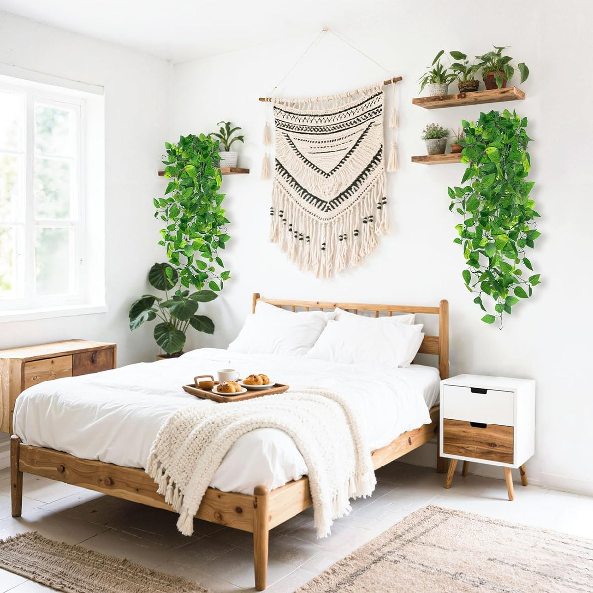 DomeStar 2PCS Fake Vines, Fake Hanging Plants Ivy Vines, Artificial Greenery Garland for Home