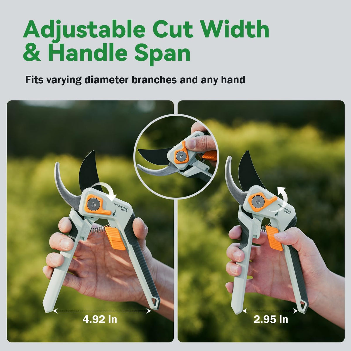PrunePro 8" Professional Pruning Shears for Gardening Bypass Hand Pruner Stainless Steel Sharp