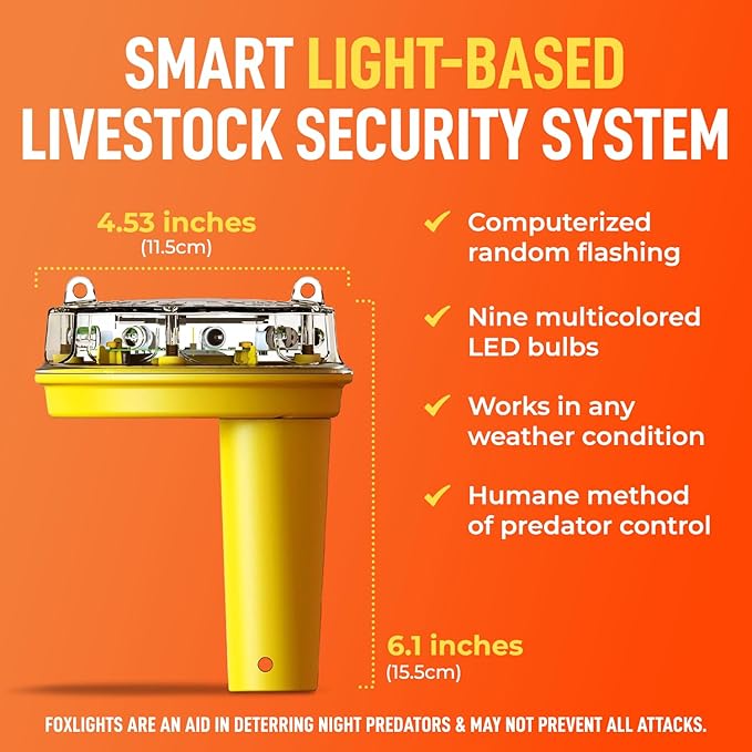 Solar Foxlights Predator Deterrent with LED Flash – Night Wildlife Repeller for Chickens, Ducks