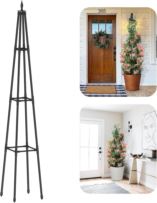 Obelisk Trellis for Climbing Plants Outdoor,5.2 Ft Garden Trellis for Potted Plants, Metal Trellis