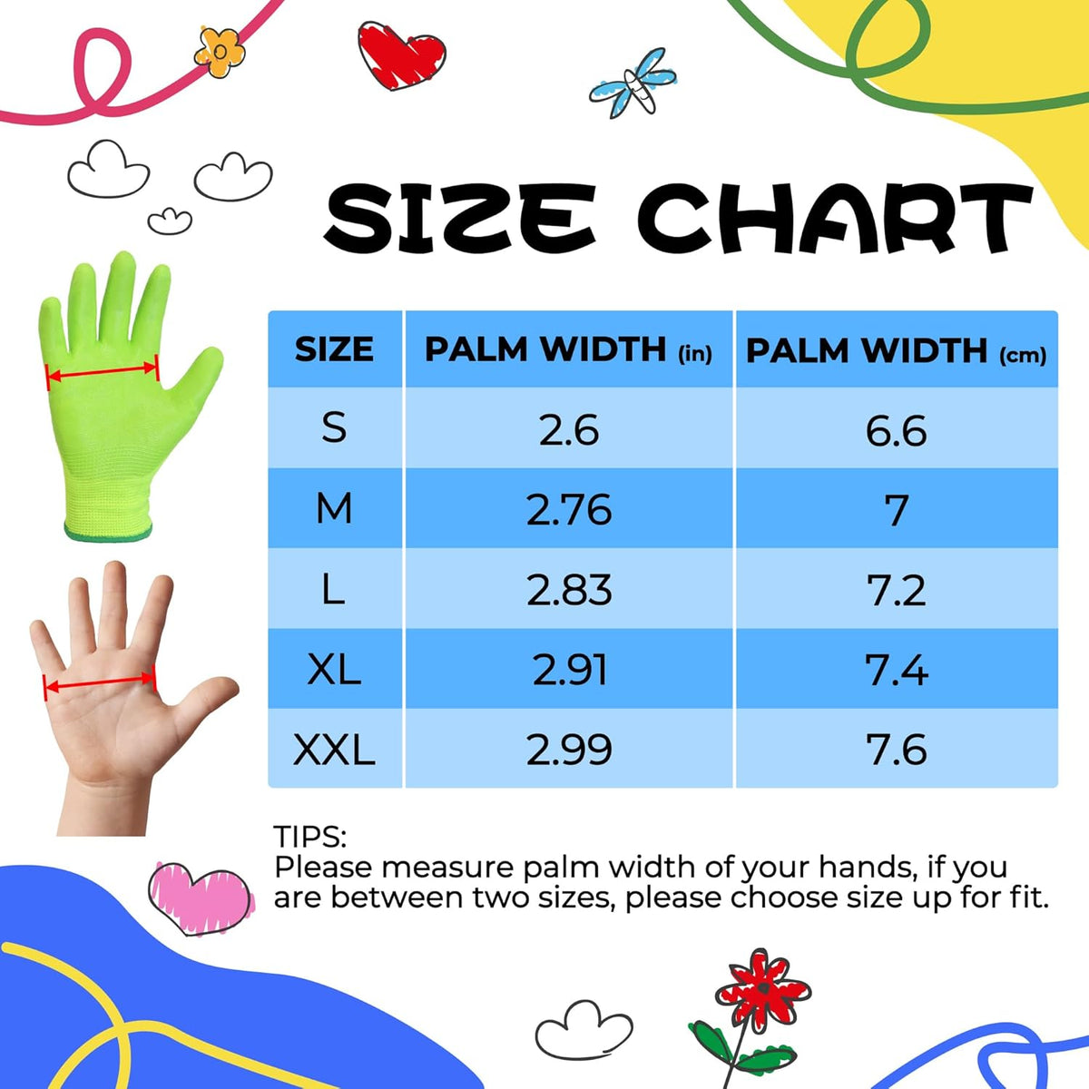 HANDLANDY 2 Pairs Kids Gardening Gloves, Toddler Children Garden Yard Work Outdoor Playing Gloves