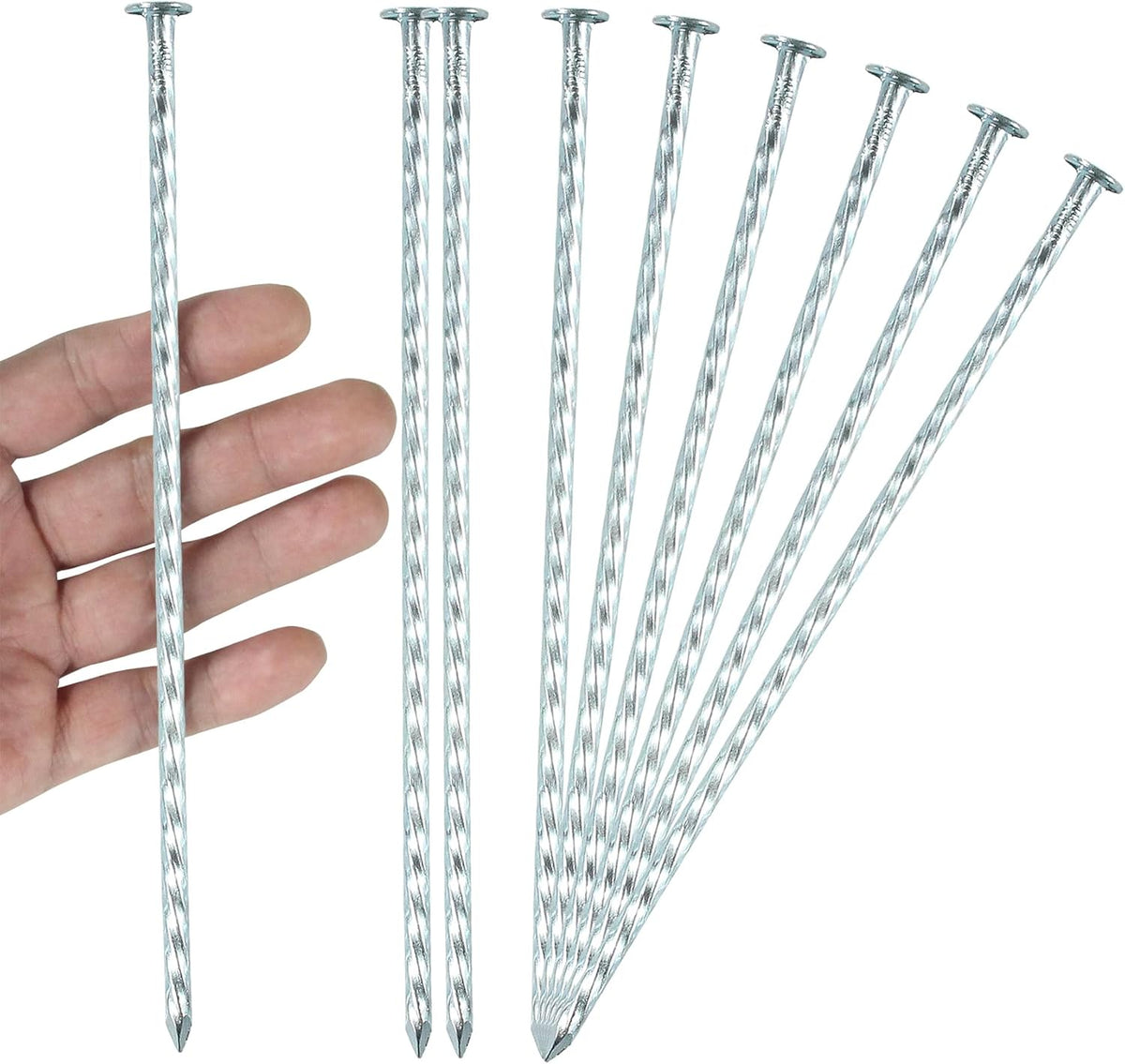 8 Inch Galvanized Spiral Landscape Spikes, Solid Metal Garden Stakes Edging Anchoring for Paver