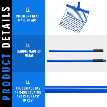 Lasnten 3 Sets Metal Manure Fork with Long Metal Handle Pitch Fork Manure Rake Heavy Duty Muck Rake