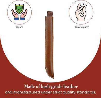 Style n Craft Machete Sheath, Full-Grain Leather Sheath for a 22” Machete, Dark Tan (98028)