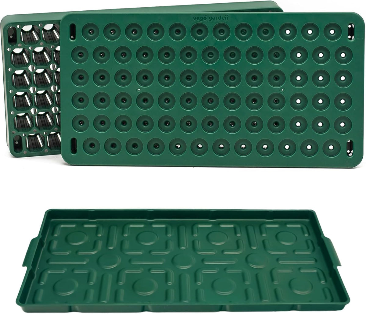 Vego garden Seedling Suite Products 10" x 20" 76 Cells Stackable Seed Starter Germination Tray with